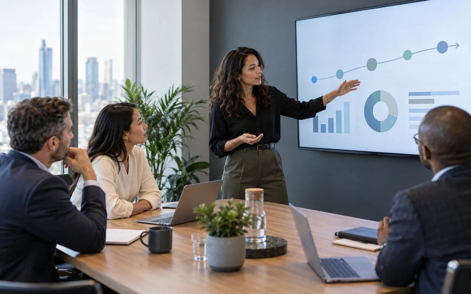 Leader presenting an AI governance roadmap to a team